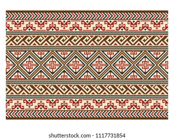 Seamless geometric pattern, belt. American Indians ethnic style. Embroidery imitation.