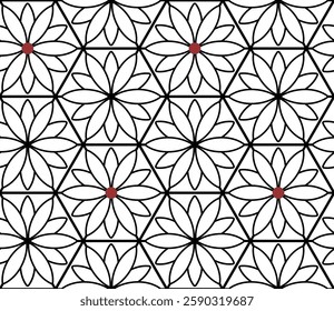 Seamless geometric pattern with black outline of colors and polygons. Vector graphics.