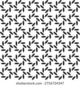 Seamless geometric pattern of black ovals arranged in a circle on a white background