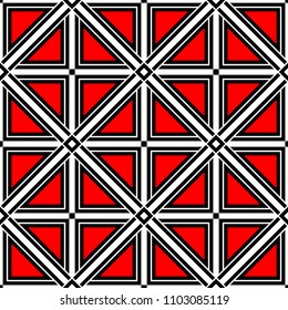Seamless geometric pattern. Black red and white background for wallpapers, textile and fabrics