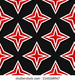 Seamless geometric pattern. Black and red 3d design. Vector illustration