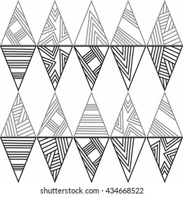 seamless geometric pattern. with black triangles and gray lines on white background. vector illustration