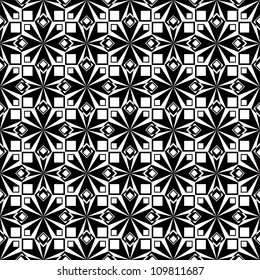 Seamless geometric pattern, black vector background.