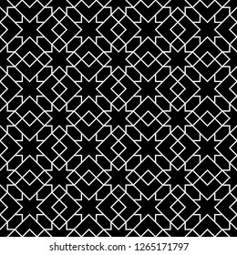 Seamless Geometric Pattern Black and White Vector Illustration, Abstract texture graphic design background
