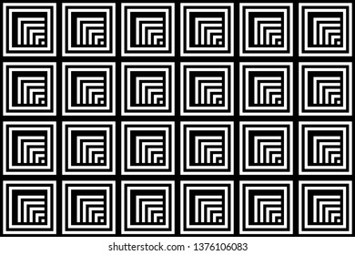 seamless geometric pattern black and white square background, vector, illustration