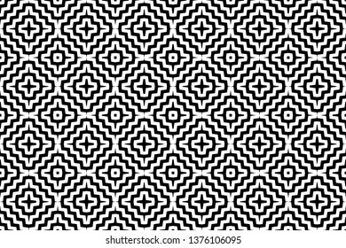 seamless geometric pattern black and white square background, vector, illustration