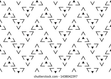 seamless geometric pattern black and white triangle background, vector, illustration