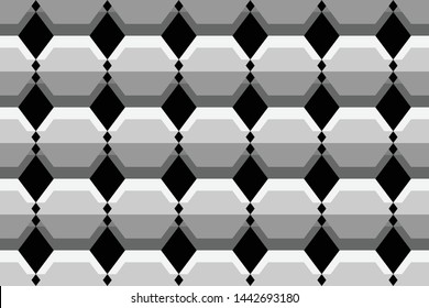 seamless geometric pattern black, white and gray hexagon background, vector, illustration