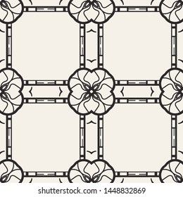 Seamless geometric pattern. Black and white ornamental background. Endless repeating ornate modern art deco texture for wallpaper, packaging, banners, invitations, business cards, fabric prints