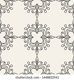 Seamless geometric pattern. Black and white ornamental background. Endless repeating ornate modern art deco texture for wallpaper, packaging, banners, invitations, business cards, fabric prints