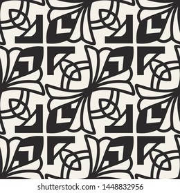 Seamless geometric pattern. Black and white ornamental background. Endless repeating ornate modern art deco texture for wallpaper, packaging, banners, invitations, business cards, fabric prints