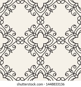 Seamless geometric pattern. Black and white ornamental background. Endless repeating ornate modern art deco texture for wallpaper, packaging, banners, invitations, business cards, fabric prints