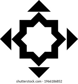 Patrón geométrico sin foco en blanco y negro. Ilustración vectorial de dibujos animados. Patrón islámico.