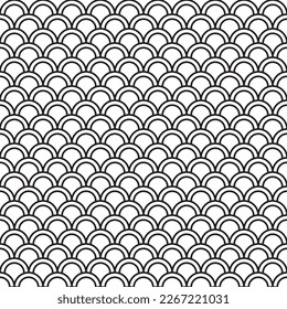 seamless geometric pattern black and white semicircle background, vector, illustration