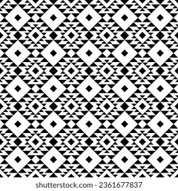 Seamless geometric pattern. Black and white background. 