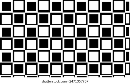 Patrón geométrico sin fisuras de cuadrados en blanco y negro. Vector Negro y blanco monocromo textura repetida. Patrón sin costura de Formas cuadradas para textil, Fondo de pantalla, tela, envoltura de regalo, etc.