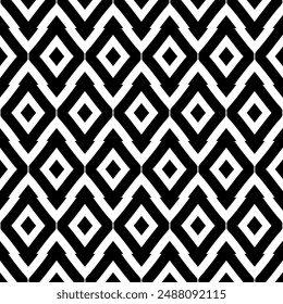 Seamless geometric pattern. Black and white colour. Design with geometric shapes For printing on fabric, wallpaper, gift paper. Vector