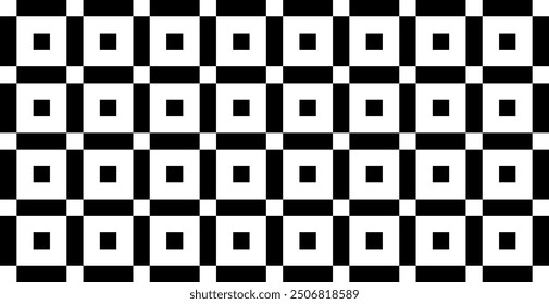 Patrón geométrico sin fisuras. Fondo abstracto blanco y negro con cuadrados, rectángulos.