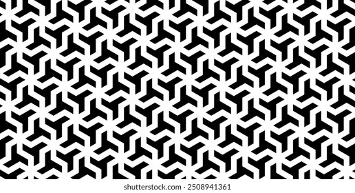 Padrão geométrico contínuo. Fundo abstrato preto e branco.