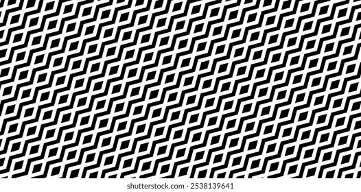 Nahtloses geometrisches Muster. Schwarz-weißer abstrakter Hintergrund mit Rauten, Zickzacklinien.