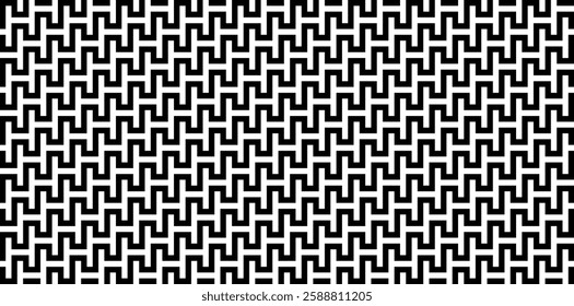 Seamless geometric pattern. Black and white abstract background with lines.