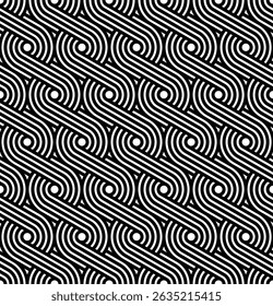 Seamless geometric pattern Black and White Geometric Wave Pattern