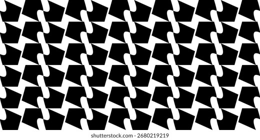 Padrão geométrico contínuo. Fundo preto e branco. Ilustração vetorial.