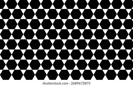 Patrón geométrico inconsútil con los hexágonos blancos y negros para el fondo. geométrico, patrón, hexágono, negro, inconsútil, textura, azulejo, diseño, abstracto, fondo.