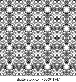 Seamless Geometric Pattern. Black and White Lacy Texture for Wallpaper, Textile, Fabric, Calico, Print