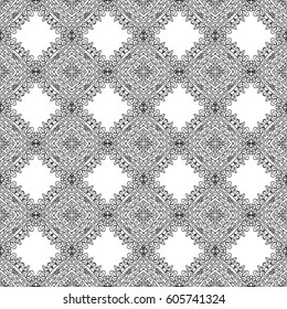 Seamless Geometric Pattern. Black and White Lacy Texture for Wallpaper, Textile, Fabric, Calico, Print