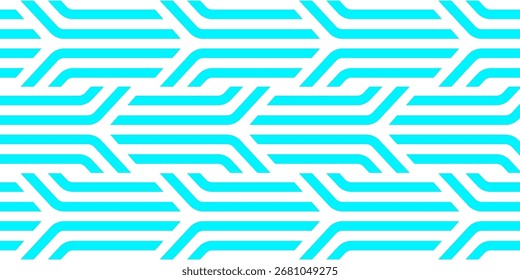 Padrão geométrico contínuo com linhas abstratas azuis em um fundo branco.
