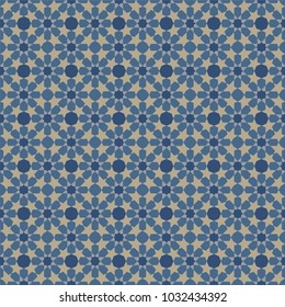 seamless geometric pattern in blue and beige 