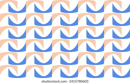 seamless geometric pattern, blue and beige U curve wave repeat seamless pattern on white background, replete image design for fabric printing
