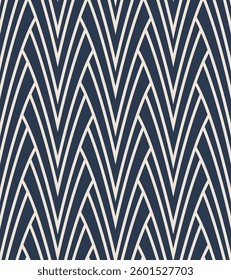 Seamless geometric pattern with a blue chevron design on a white background in a modern style. Decorative texture. Abstract vector illustration for textiles, wrapping paper, covers, and printing.