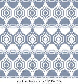 Seamless geometric pattern in blue grey, wallpaper or fabric