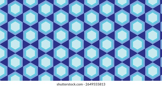 Seamless geometric pattern with blue hexagon motif