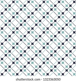 Seamless geometric pattern. Blue lines. White background.