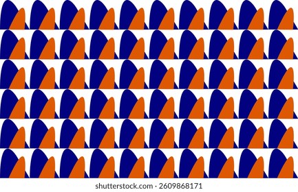 seamless geometric pattern, blue and orange U round curve block repeat seamless pattern on white background, replete image design for fabric printing