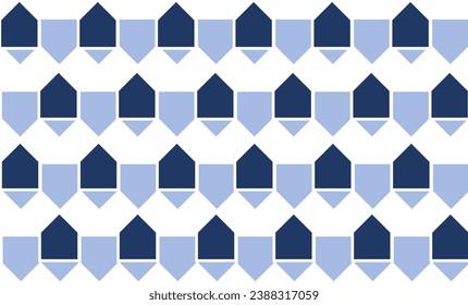 seamless geometric pattern, blue pentagon arranged in horizontal rows repeat seamless pattern, replete image design for fabric print or wallpaper or backdrop or wrap paper print, upside down