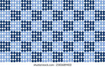 seamless geometric pattern, blue pentagon arranged in checkerboard repeat seamless pattern, replete image design for fabric print or wallpaper or backdrop or wrap paper print