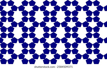 seamless geometric pattern, blue pentagon arranged repeat seamless pattern, replete image design for fabric print or wallpaper or backdrop or wrap paper print