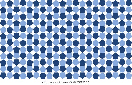 seamless geometric pattern, blue pentagon arranged repeat seamless pattern, replete image design for fabric print or wallpaper or backdrop or wrap paper print, checkerboard