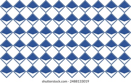 seamless geometric pattern, blue plaid fabric texture, blue diamond rectangle checkerboard repeat pattern, replete image, design for fabric printing, rhombus arrow down horizontal row, triangle