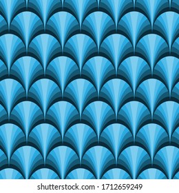 Seamless geometric pattern. Blue scale. Fish or mermaid skin texture