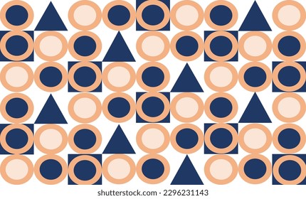 seamless geometric pattern with blue square and circle step repeat style, replete image design for fabric printing