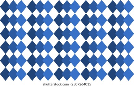 seamless geometric pattern, Blue tone Diamond checkerboard strip repeat pattern, replete image, on isolated white background design for fabric printing