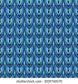 Seamless geometric pattern in blue tones with an ornament. Stock vector illustrations for the Internet and printing, textiles, backgrounds, wallpapers, scrapbooking and wrapping paper.
