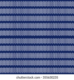 Seamless geometric pattern. Blue and white pattern of stripes and zigzags, painted by hand.