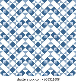 Seamless geometric pattern in blue and white colors. Vector.