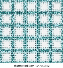 Seamless geometric pattern. Blue and white pixel background. Vector illustration
